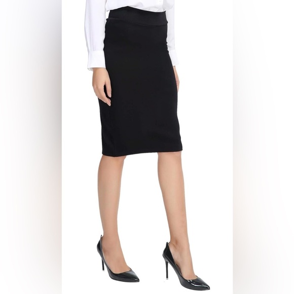Black Pencil Skirt | Classic Work Office Midi Stretch 🖤 - Picture 4 of 11